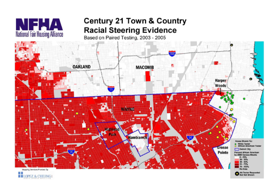 Map: Racial Steering in Detroit Housing 2003-2005 | DETROITography