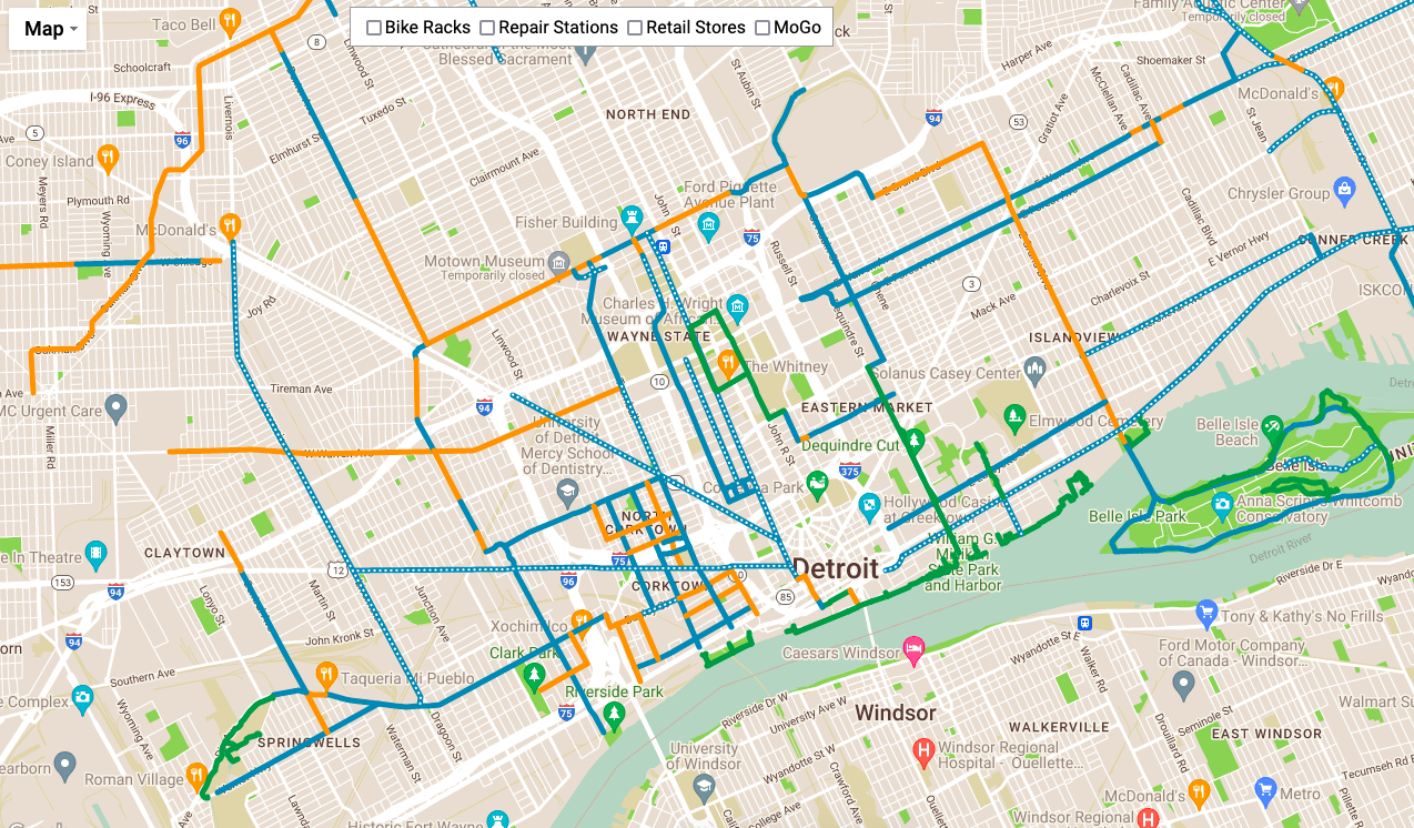 Interactive Detroit Bike and Trail Map | DETROITography