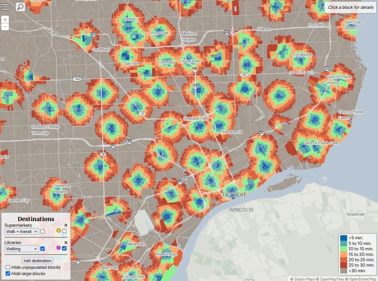 Map: Close City Amenities in Detroit | DETROITography
