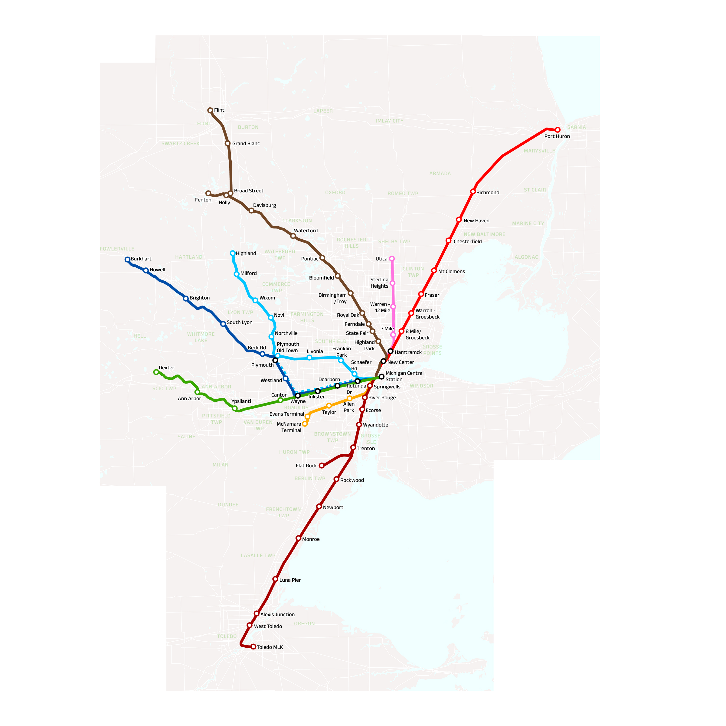 Detroit Rails Map: Detroit Regional Rail Fantasy Map | DETROITography