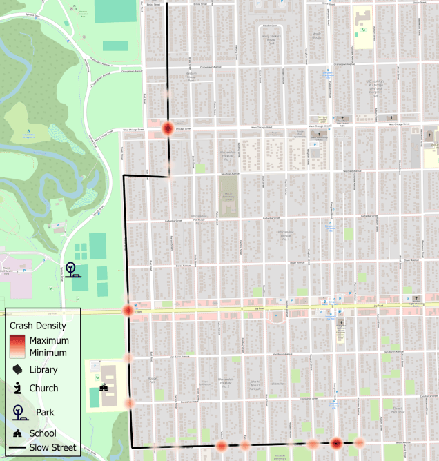 Crashes in Detroit’s Slow Streets Network Map | DETROITography